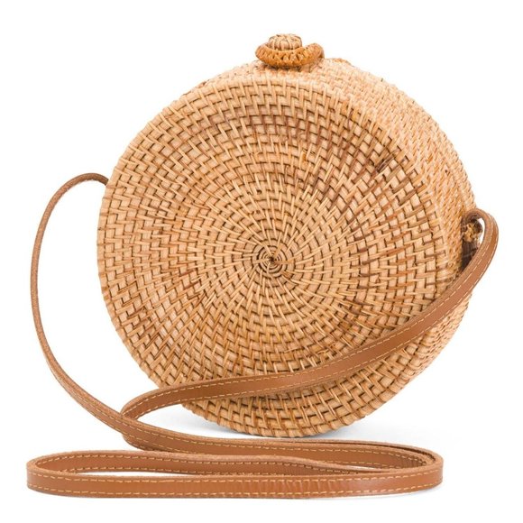Handwoven Canning Front Wicker Rattan Crossbody Ba - Picture 3 of 4